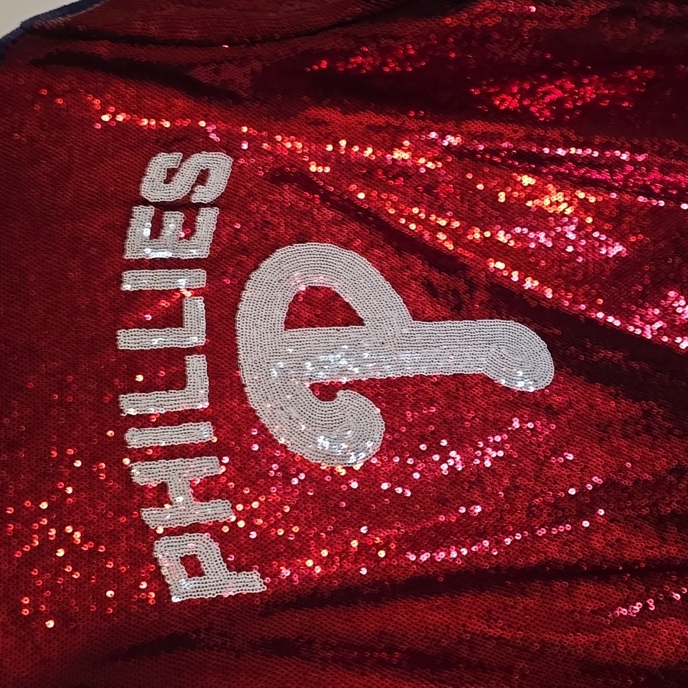 Anthropologie x Philadelphia Phillies New Sequin Bomber Jacket Large L - Picture 9 of 9